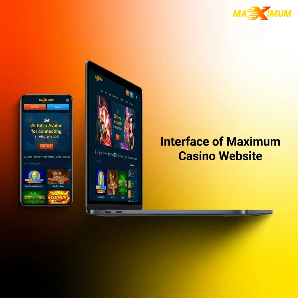 Maximum Casino website interface showing top navigation bar with Sports, Live, Casino, Promotions and account area for UK users