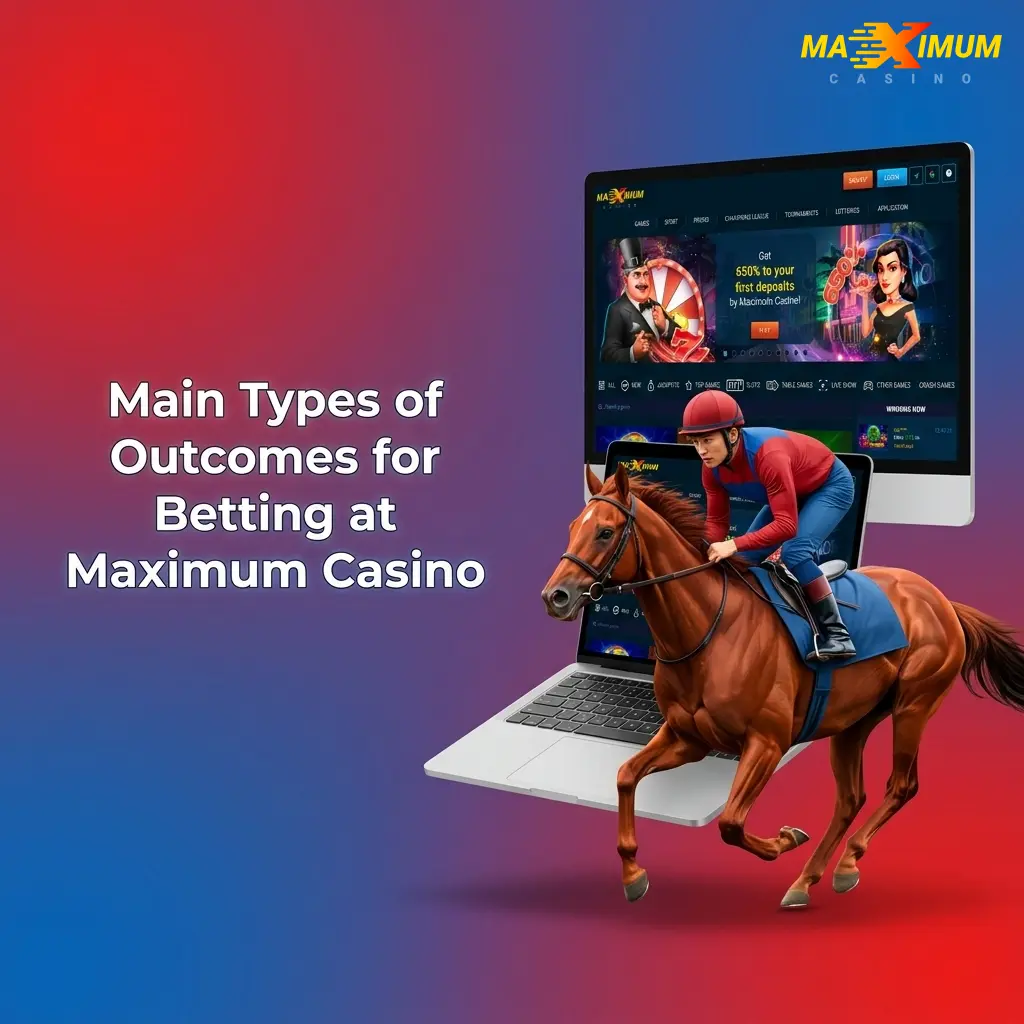 Main betting outcome types at Maximum Casino sportsbook including 1X2, Double Chance, Over/Under, Asian Handicap, and BTTS