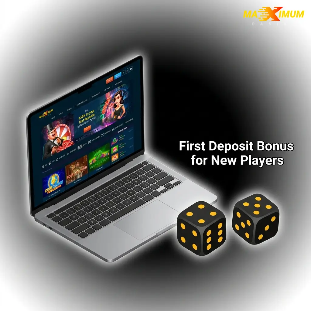 Maximum Casino tiered first deposit welcome bonus table showing percentages from 200% to 150% with x35 wagering requirements