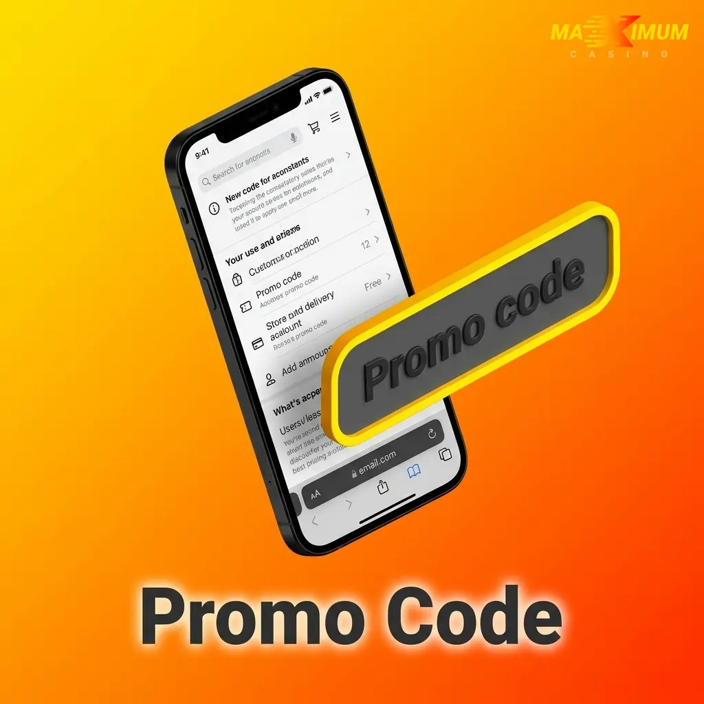 Maximum Casino cashier screen showing promo code entry field for activating deposit bonuses during registration