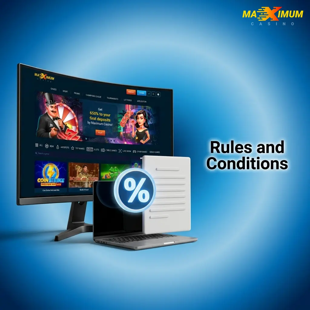 Maximum Casino rules and conditions covering age verification, KYC compliance, bonus wagering, and restricted jurisdictions for UK players
