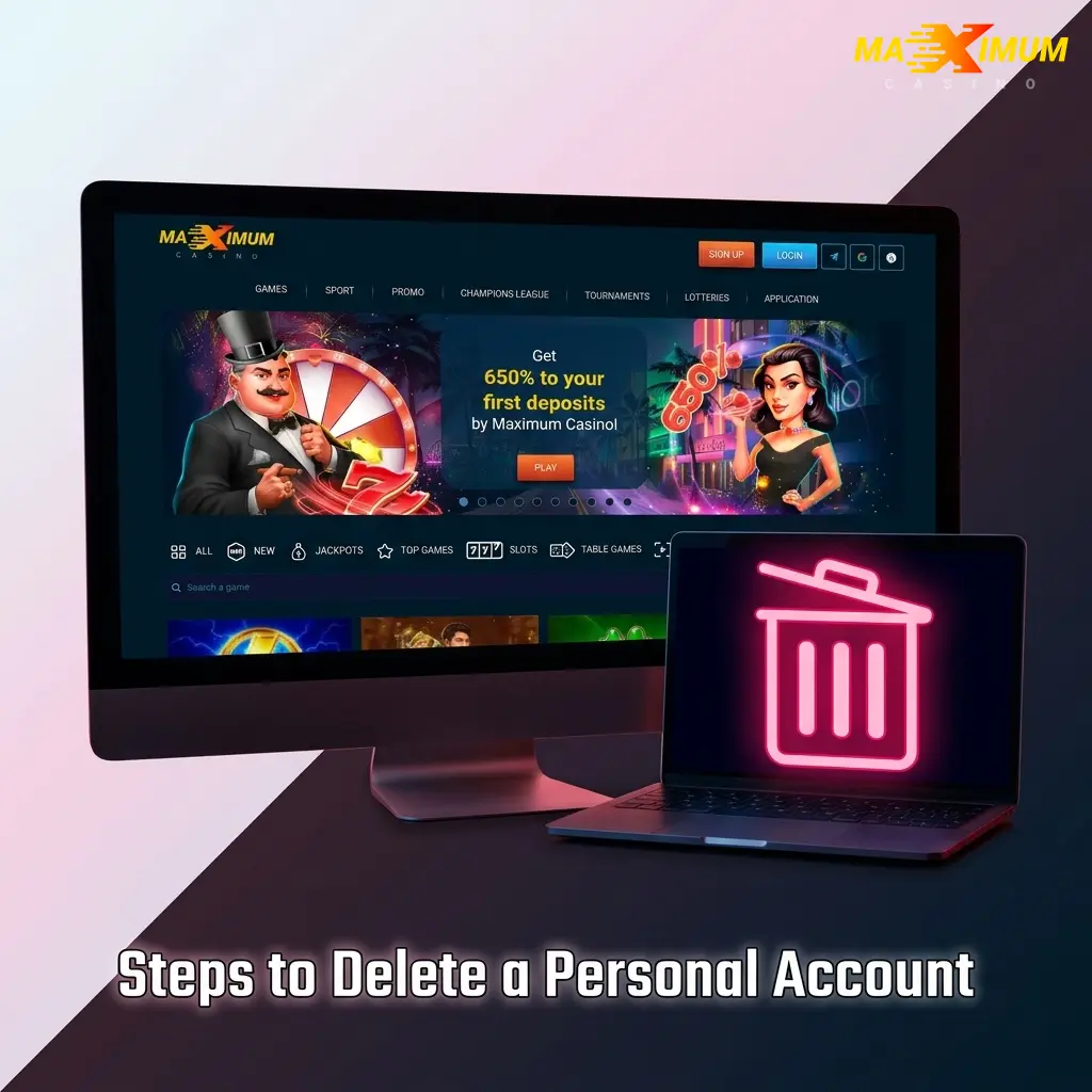 Steps to permanently delete a Maximum Casino personal account via settings or support contact