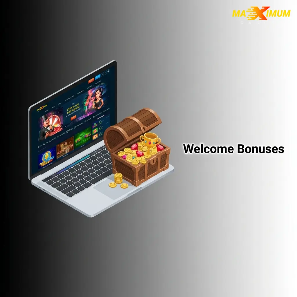 Maximum Casino five-tier welcome bonus table showing deposit amounts from EUR 20 to 700 with match bonuses and x35 wagering