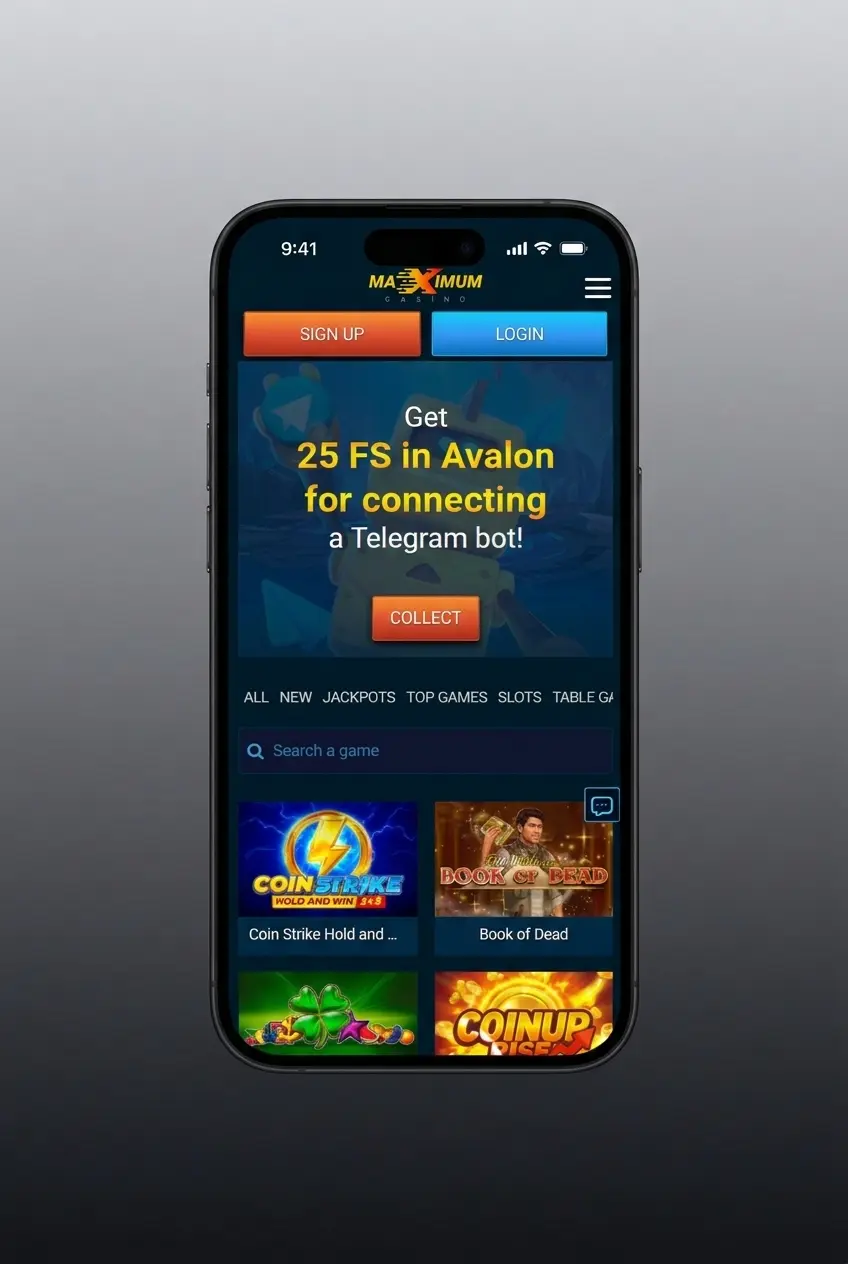 Maximum Casino registration process showing 5 steps to create an account for UK players aged 18 and over
