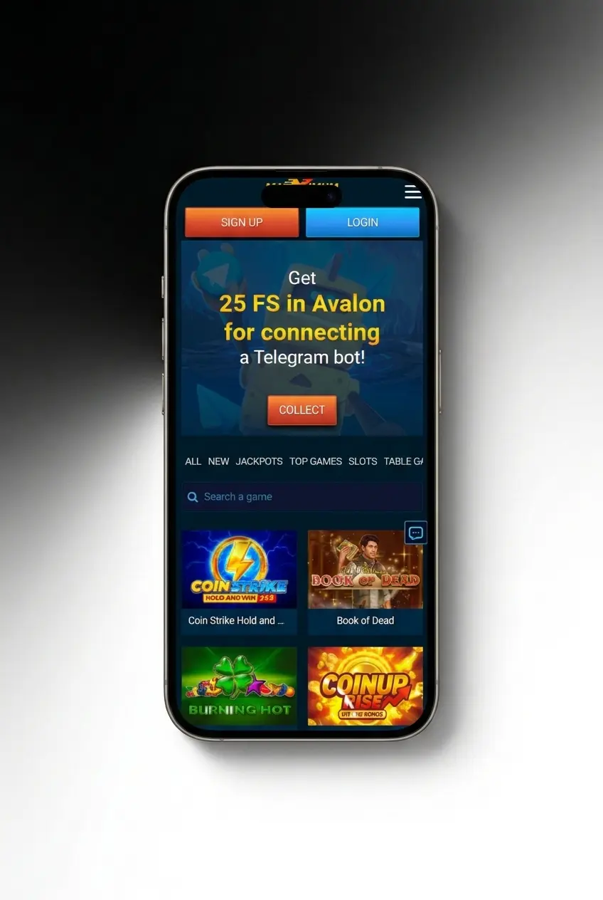 Maximum Casino mobile app registration steps on Android or iOS device for UK players aged 18 and over